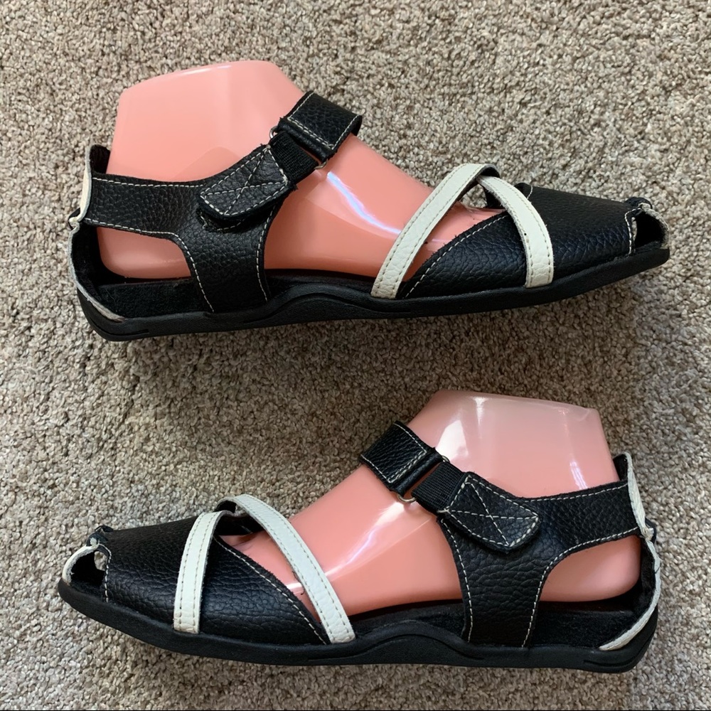 BERNIE MEV Black & Ivory JIBE Strappy LEATHER Mary Jane COMFORT SHOES  41